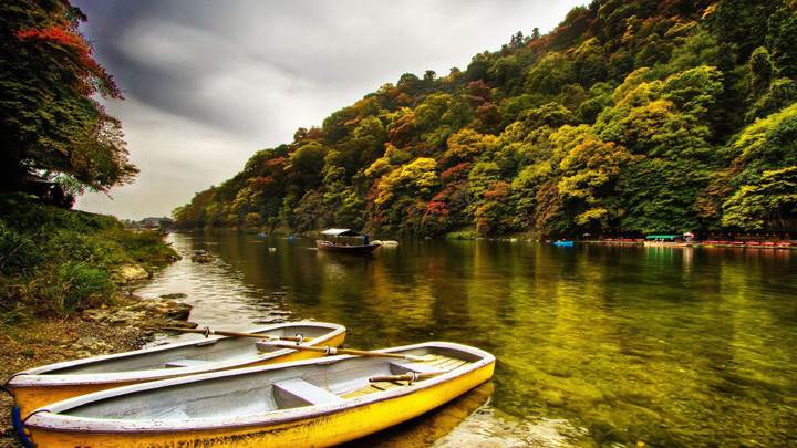 Yellow Boats Side Of The River